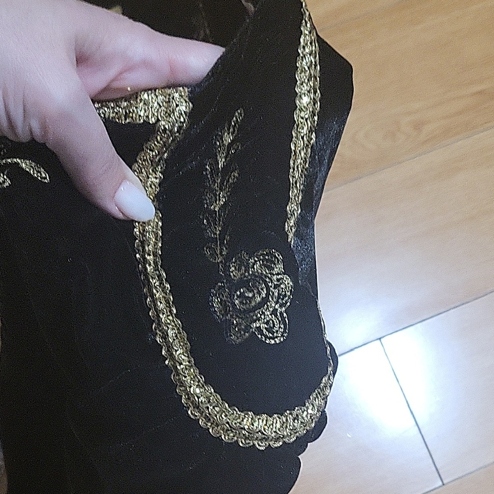 Free People Black and Gold Embroidered Velvet Jacket - Picture 13 of 15